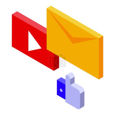 Ilustración de Icono de herramientas de marketing de correo vector isométrico. Retroalimentación. Habilidad mental - Imagen libre de derechos