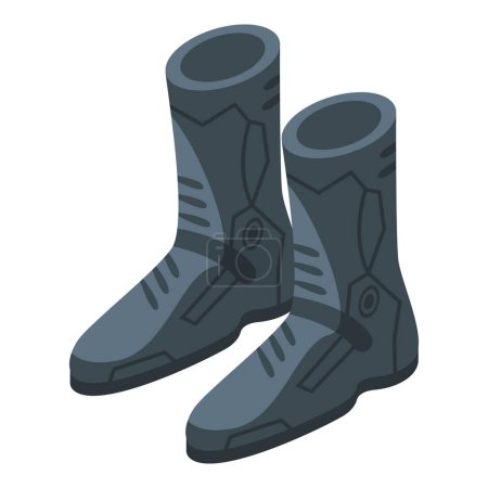 Illustration for Bike boots icon isometric vector. Motorcycle equipment. Motorbike safety - Royalty Free Image