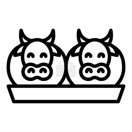Téléchargez les illustrations : Manger vache icône contour vecteur. Ferme bovine. Viande bovine - en licence libre de droit