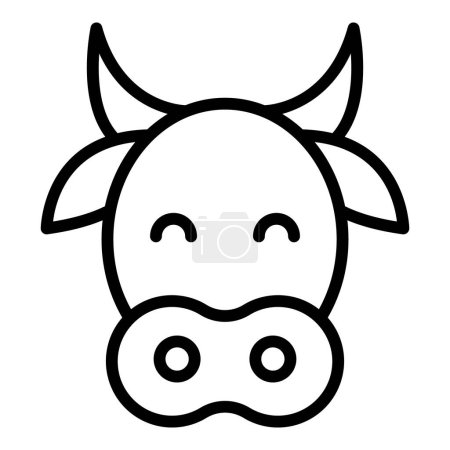 Téléchargez les illustrations : Vache tête icône contour vecteur. Animal de ferme. Lait de boeuf - en licence libre de droit