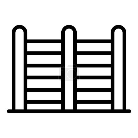 Téléchargez les illustrations : Ferme icône clôture contour vecteur. Ferme animale. Groupe bovins - en licence libre de droit