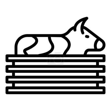 Téléchargez les illustrations : Vecteur de contour d'icône de clôture de vache. Ferme laitière. Viande bovine - en licence libre de droit
