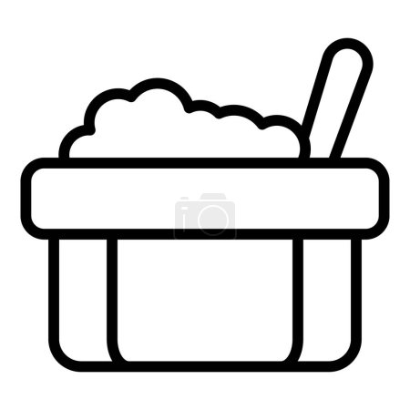 Téléchargez les illustrations : Vecteur de contour des icônes alimentaires. Plat cuit. Tomate de riz - en licence libre de droit