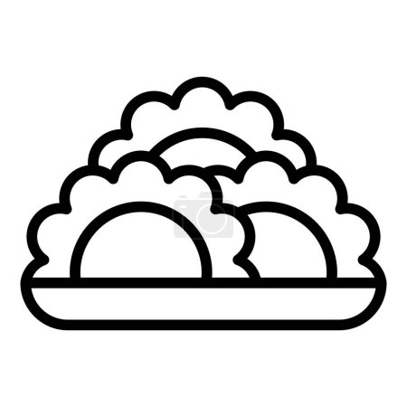 Téléchargez les illustrations : Vecteur de contour d'icône de plat cuit. Viande cuite. Arancini de haricots - en licence libre de droit