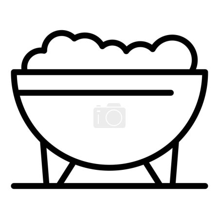 Téléchargez les illustrations : Vecteur de contour des icônes alimentaires. Plat cuit au four. Viande cuite - en licence libre de droit