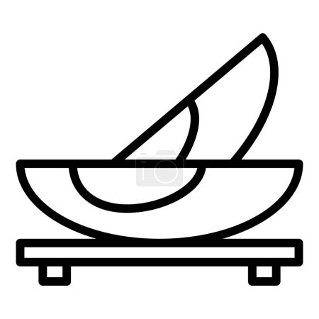Téléchargez les illustrations : Vecteur de contour d'icône de fruit coupé. Plat cuisiné. Plat brésilien - en licence libre de droit