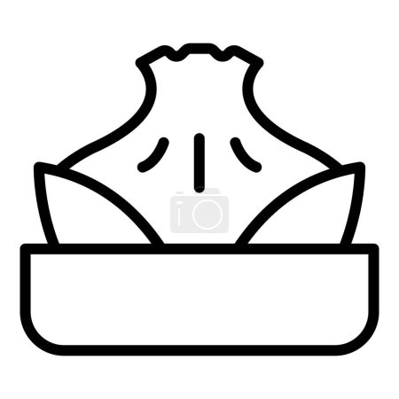 Téléchargez les illustrations : Bao baozi icône contour vecteur. De la bouffe. vapeur chinoise - en licence libre de droit