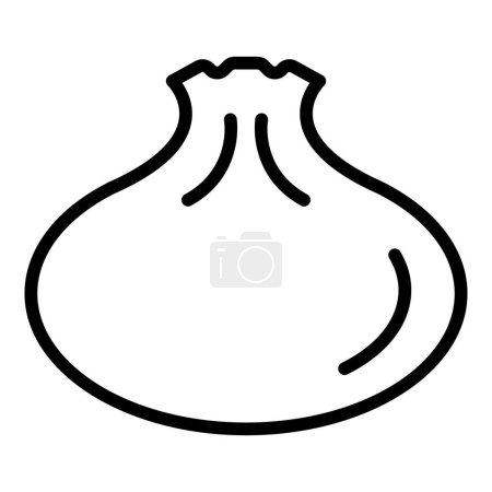Téléchargez les illustrations : Dimsum baozi icône contour vecteur. Nourriture bao. vapeur asiatique - en licence libre de droit