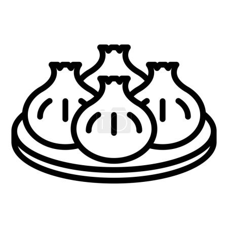 Ilustración de Relleno baozi icono contorno vector. vapor asiático. Arroz Momo - Imagen libre de derechos