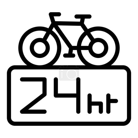 Illustration for 24 hours bike rent icon outline vector. Public app. Share transport - Royalty Free Image