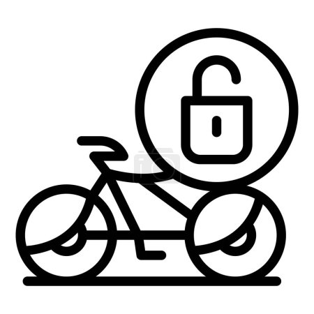 Illustration for Unlock sharing bike icon outline vector. Public app. Share smart transport - Royalty Free Image