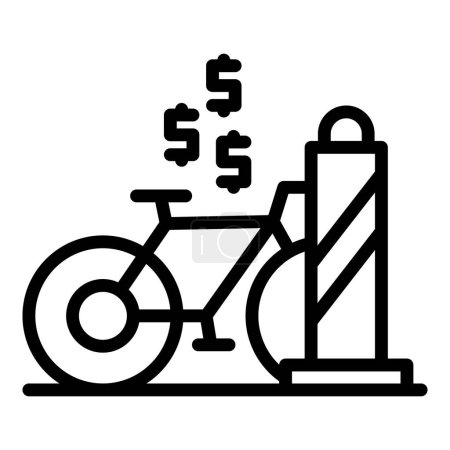 Illustration for Rent city bike icon outline vector. Parking system. Smart transport - Royalty Free Image