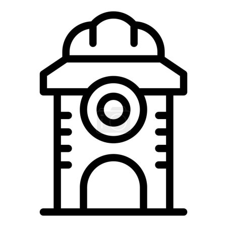 Ilustración de Icono de edificio emblemático contorno vector. Ciudad Skyline. Oscuro famoso - Imagen libre de derechos