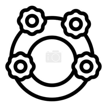 Illustration for Japan flower ring icon outline vector. City pagoda. Tokyo map - Royalty Free Image