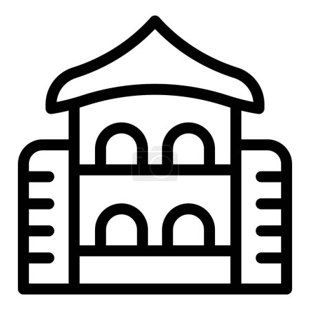 Illustration for Japan castle icon outline vector. City tower. Ancient map - Royalty Free Image