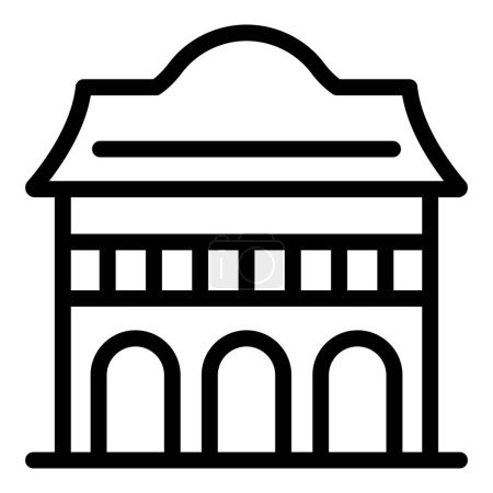 Illustration for Old city house icon outline vector. Temple tower. Shrine travel - Royalty Free Image