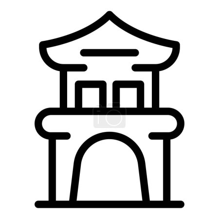 Illustration for City house icon outline vector. Japan kyoto. Temple tower - Royalty Free Image