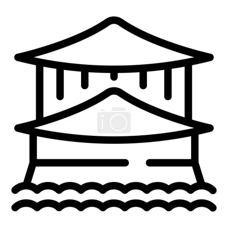 Illustration for Lake temple icon outline vector. Japan kyoto. City tower - Royalty Free Image