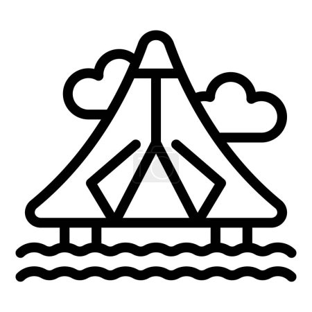 Illustration for Tent vacation icon outline vector. Forest house. Lodge chair - Royalty Free Image