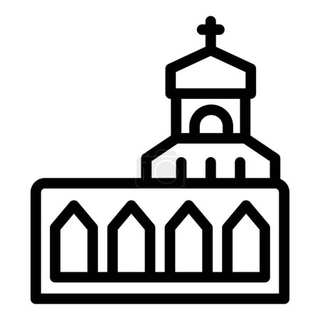 Téléchargez les illustrations : Icône de l'église de la ville contour vecteur. Croatie point de repère. Monde balkan - en licence libre de droit