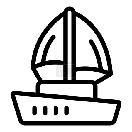 Téléchargez les illustrations : Croatie navire de mer icône contour vecteur. Skyline de la ville. Voyage nature - en licence libre de droit