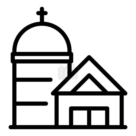 Illustration for Montenegro church icon outline vector. Flag tour. Area atlas - Royalty Free Image