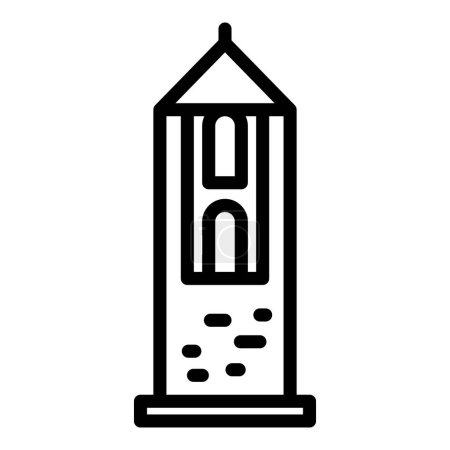 Illustration for Montenegro tower icon outline vector. Balkan coast. Area atlas - Royalty Free Image