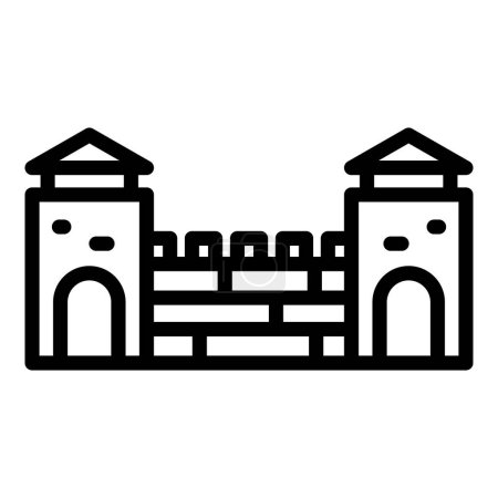 Illustration for Montenegro fortress icon outline vector. Tour travel. Country area - Royalty Free Image