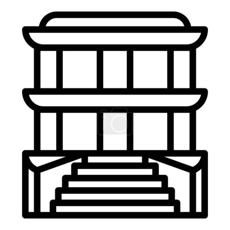 Téléchargez les illustrations : Temple escaliers icône contour vecteur. India city. Ville de voyage - en licence libre de droit