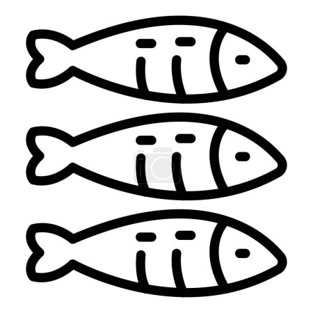 Téléchargez les illustrations : Sardine icône de l'huile contour vecteur. Hareng de poisson. Océan peut - en licence libre de droit