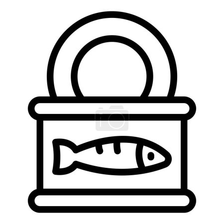 Téléchargez les illustrations : Étain de poisson peut icône contour vecteur. De la nourriture. Hareng sarde - en licence libre de droit
