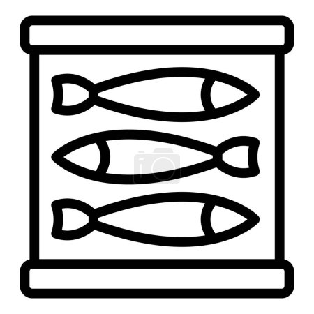 Téléchargez les illustrations : Étain de hareng peut icône contour vecteur. De la nourriture. Boîte marine - en licence libre de droit