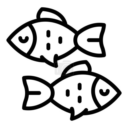 Téléchargez les illustrations : Icône de poisson marin contour vecteur. Nourriture marine. Aliments secs - en licence libre de droit