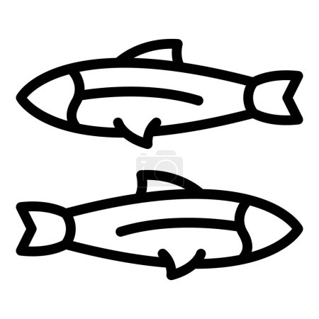 Téléchargez les illustrations : Icône de hareng de mer vecteur contour. De la nourriture. Boîte à main - en licence libre de droit