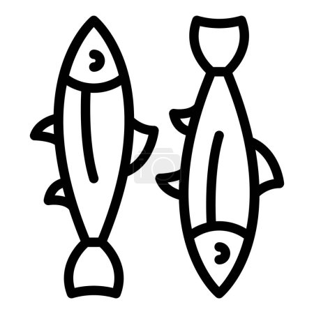 Téléchargez les illustrations : Peut poisson icône contour vecteur. De la nourriture. Poissons de mer - en licence libre de droit