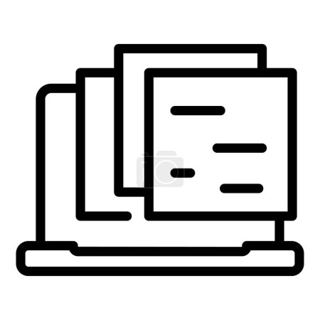 Illustration for Laptop snapshot icon outline vector. Image zoom. Camera button - Royalty Free Image