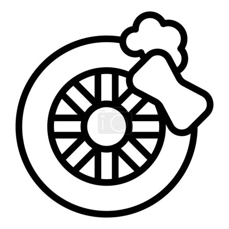 Téléchargez les illustrations : Vecteur de contour d'icône de roue automatique propre. Lavage de voiture. Rondelle en mousse - en licence libre de droit