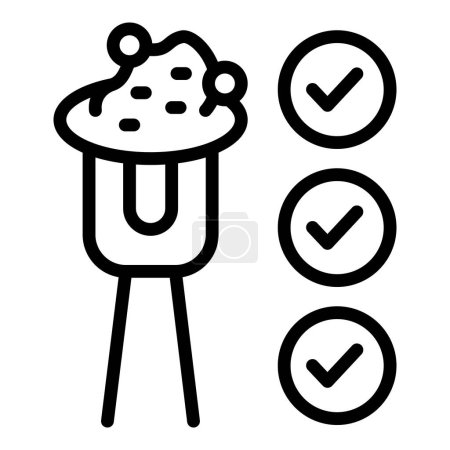 Illustration for Food critic icon outline vector. Safety inspection. Certificate quality - Royalty Free Image