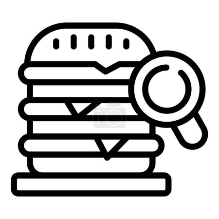 Illustration for Hamburger review icon outline vector. Certificate food. Critic research - Royalty Free Image
