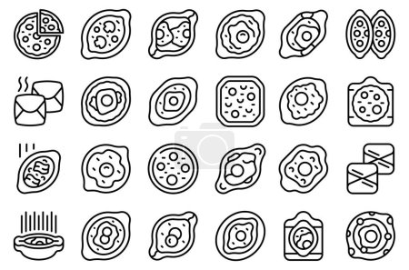 Téléchargez les illustrations : Les icônes Khachapuri définissent le vecteur de contour. Boulangerie à tartes. Menu alimentaire - en licence libre de droit