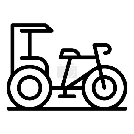Illustration for Indian trishaw icon outline vector. Old bike. Asian bicycle - Royalty Free Image