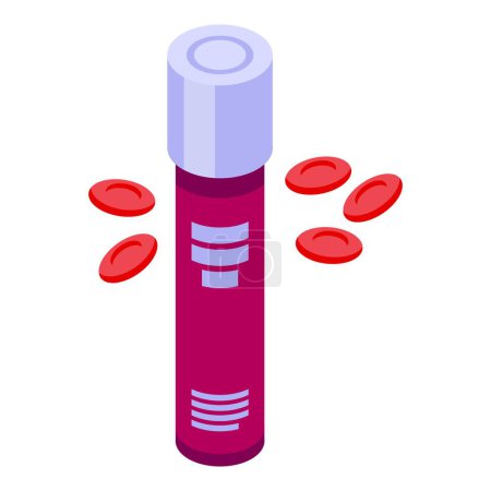 Ilustración de Icono del tubo de análisis de sangre vector isométrico. Piel facial. Cuidado facial - Imagen libre de derechos