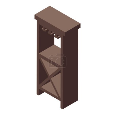 Téléchargez les illustrations : Petite icône de l'armoire à vin vecteur isométrique. Salle en bois. Boîte intérieure - en licence libre de droit