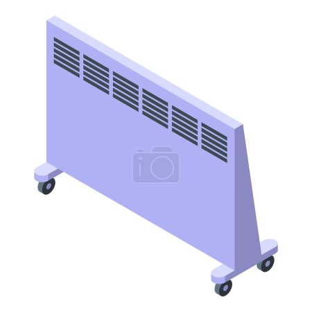 Téléchargez les illustrations : Icône du radiateur domestique vecteur isométrique. L'énergie ambiante. Mur moderne - en licence libre de droit