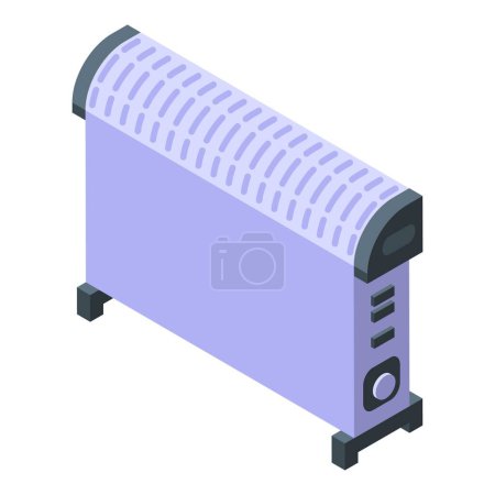 Ilustración de Icono del calentador de aire vector isométrico. Radiador de habitación. Interior de la pared - Imagen libre de derechos