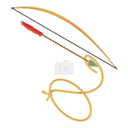 Illustration for Hunting gear icon isometric vector. Indian bow with arrow and cowboy lasso icon. American west concept - Royalty Free Image