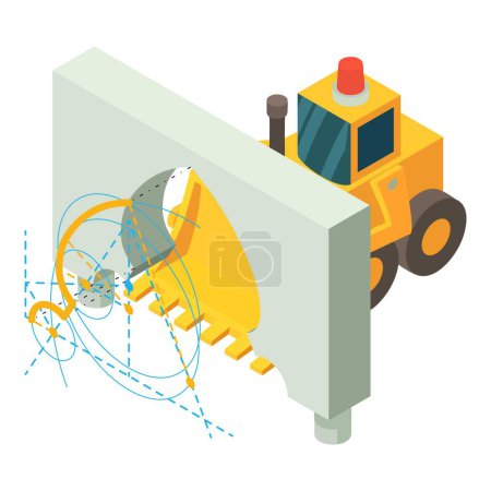 Illustration for Construction arch icon isometric vector. Arch project and construction bulldozer. Designing, building, reconstruction - Royalty Free Image