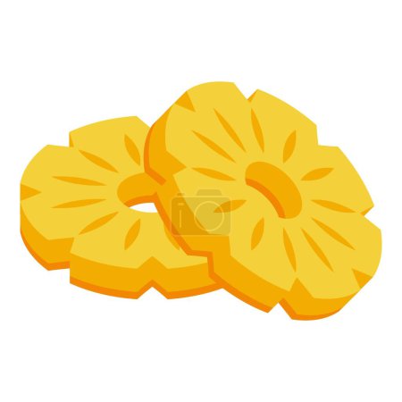 Illustration for Dry pineapple icon isometric vector. Dry food. Raising snack - Royalty Free Image