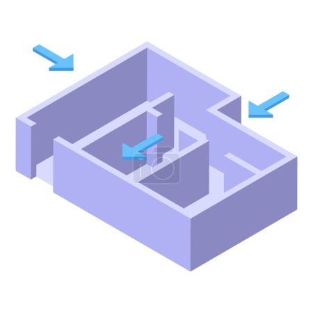 Illustration for Apartment plan icon isometric vector. Building remodel. Wall repair - Royalty Free Image