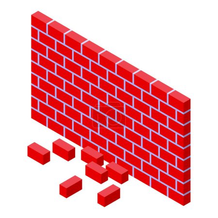 Illustration for Repair brick wall icon isometric vector. Building remodel. Aid fix - Royalty Free Image